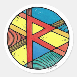 Art Nouveau Rune Raidho - BALANCE Classic Round Sticker