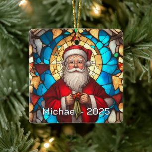 Art Nouveau Santa Ceramic Gift Ornament