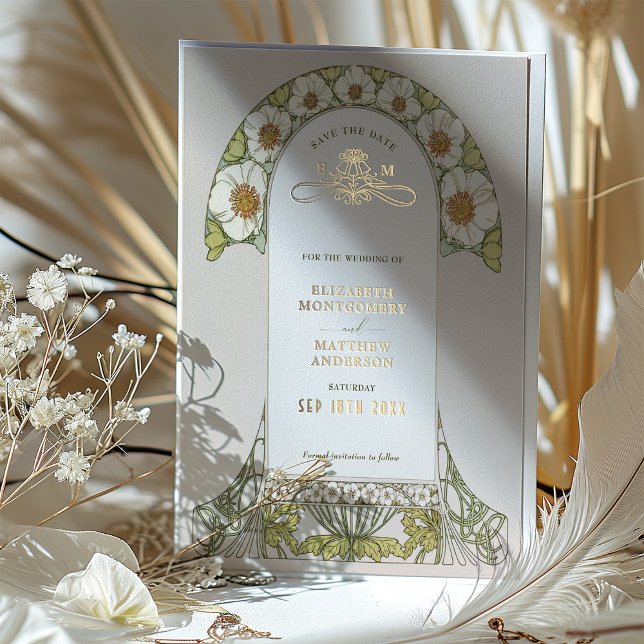 Art Nouveau Save the Date Wedding Gold Foil (Creator Uploaded)