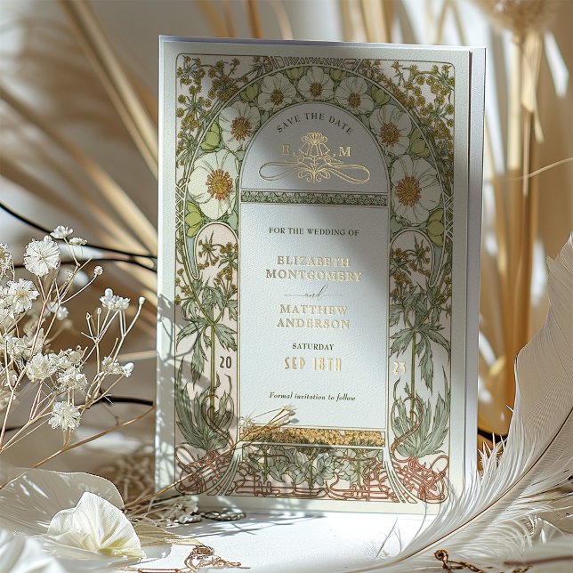 Art Nouveau Save the Date Wedding Gold Foil (Creator Uploaded)
