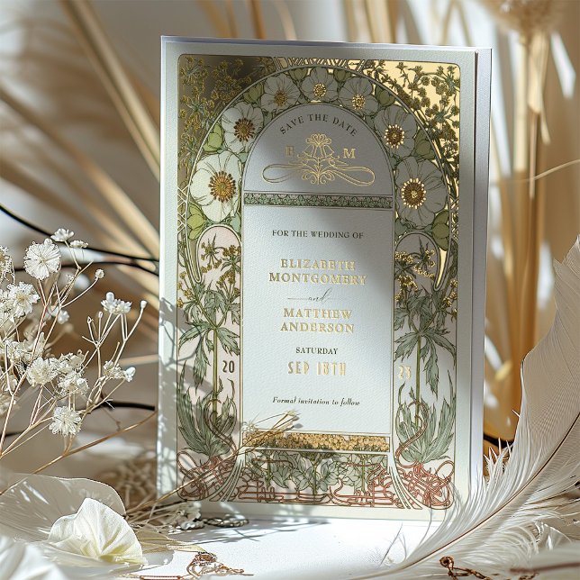 Art Nouveau Save the Date Wedding Gold Foil (Creator Uploaded)