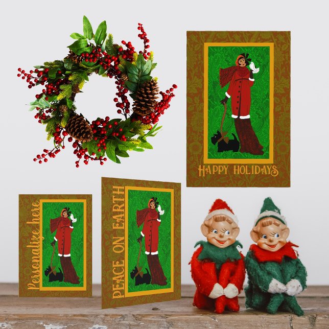 Art Nouveau Scotty Dog Holiday Card (Creator Uploaded)