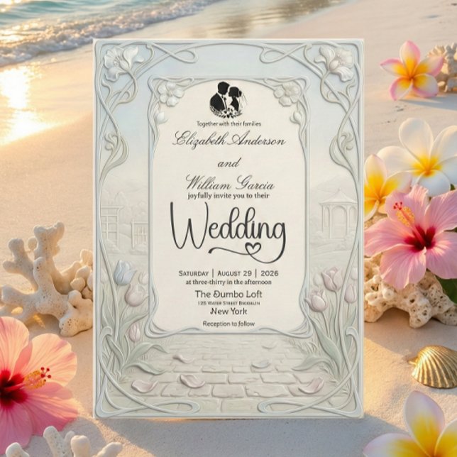 Art Nouveau Scrollwork Garden Wedding  Invitation (Creator Uploaded)