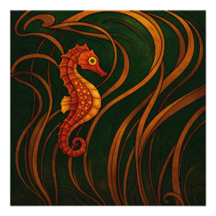Art Nouveau Seahorse  Poster