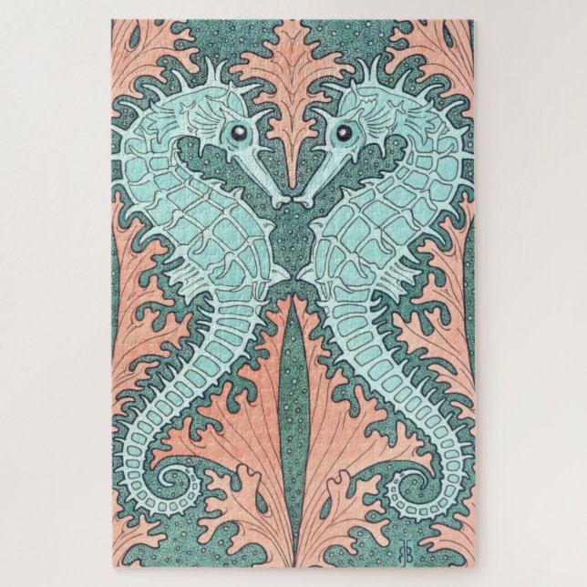 Art Nouveau Seahorses Jigsaw Puzzle (Vertical)