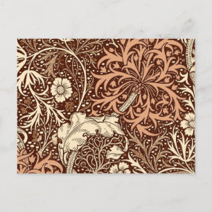 Art Nouveau Seaweed Floral, Brown and Beige Postcard