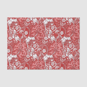Art Nouveau Seaweed Floral, Deep Red and White Tissue Paper