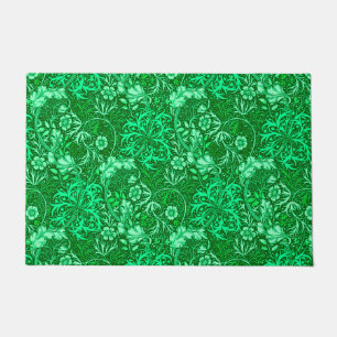 Art Nouveau Seaweed Floral, Emerald Green Doormat