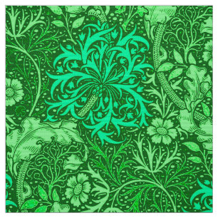 Art Nouveau Seaweed Floral, Emerald Green Fabric
