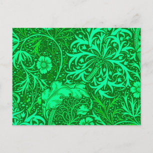 Art Nouveau Seaweed Floral, Emerald Green Postcard