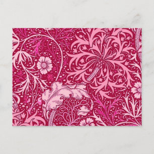 Art Nouveau Seaweed Floral, Fuchsia Pink Postcard