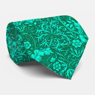 Art Nouveau Seaweed Floral, Turquoise and Aqua Tie