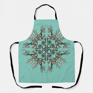 Art Nouveau Serpents Mandala - Dark Acaddemia Teal Apron