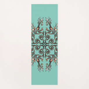 Art Nouveau Serpents Mandala - Dark Acaddemia Teal Yoga Mat