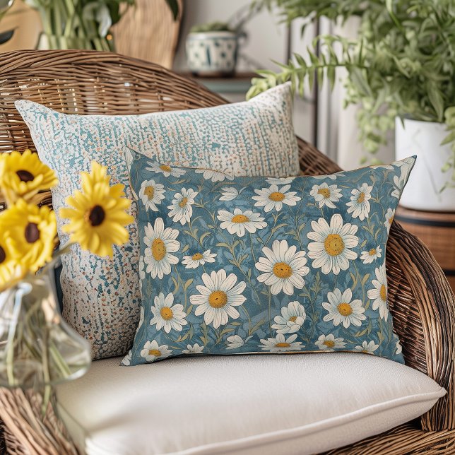 Art Nouveau Shasta Daisies Decorative Cushion (Creator Uploaded)