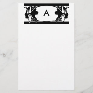 Art Nouveau Silhouette Personalised initial Stationery