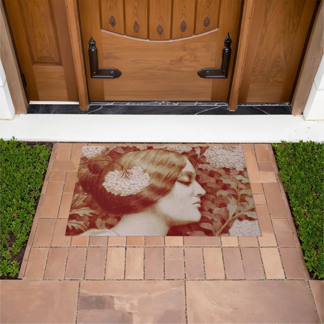 Art Nouveau Sleeping Woman Among The Flowers Doormat (Outdoor)