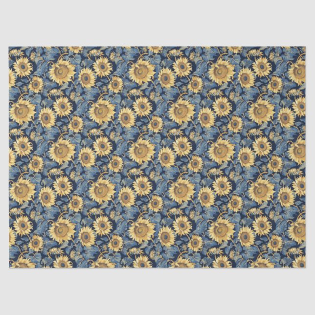  Art Nouveau Small Sunflowers  – 10lb, 17"x23" Tissue Paper (Front)