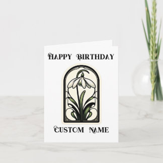 Art Nouveau Snowdrop January Birth Month Flower Card