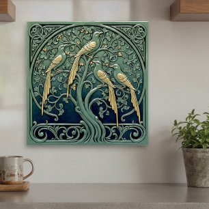 Art Nouveau Songbirds Pat#11 ID1193 Ceramic Tile