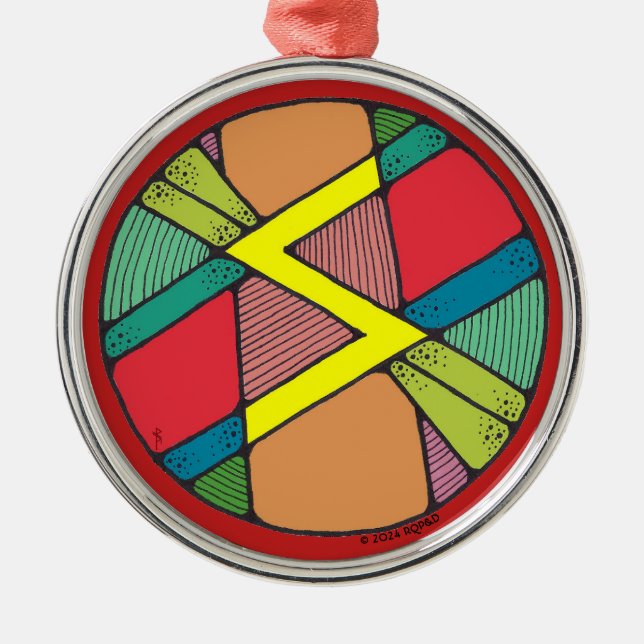 Art Nouveau Sowilo Rune of Success Metal Ornament (Front)