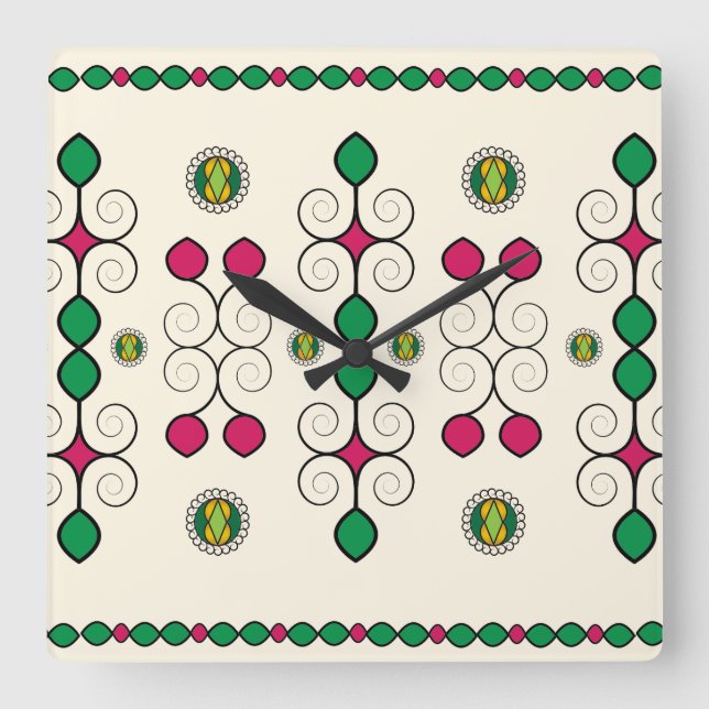 Art Nouveau Square Wall Clock (Front)