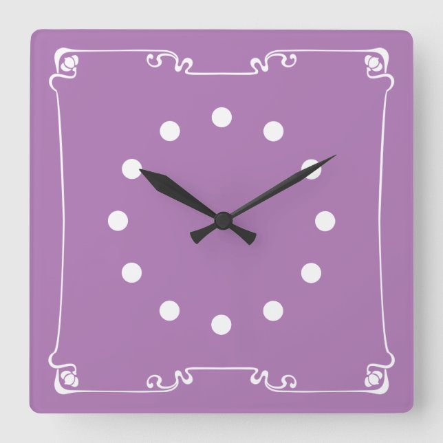 Art Nouveau Square Wall Clock (Front)