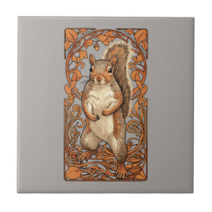 Art Nouveau Squirrel - funny squirrel lover Ceramic Tile