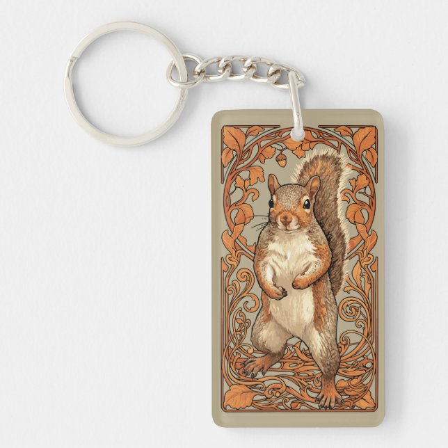 Art Nouveau Squirrel - funny squirrel lover Key Ring (Front)