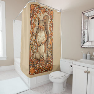 Art Nouveau Squirrel - funny squirrel lover Shower Curtain