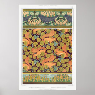 Art nouveau squirrel verneuil fall textile art poster