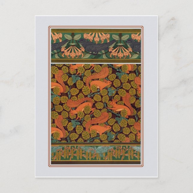 Art Nouveau Squirrels Postcard (Front)