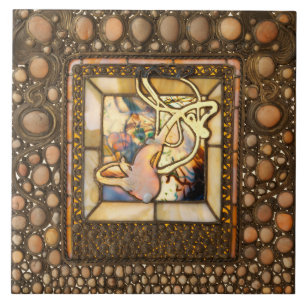 Art nouveau stained glass abstract squash window ceramic tile