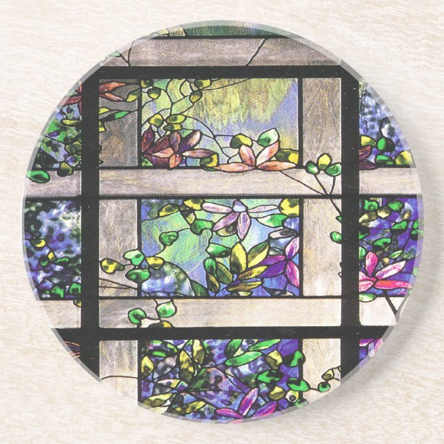 Art Nouveau Stained Glass Art Coaster (Front)