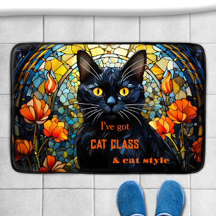 Art Nouveau Stained Glass Cat Bath Mat