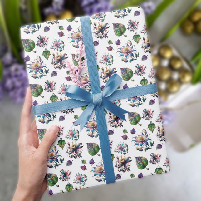 Art Nouveau Stained Glass Easter Flowers Wrapping Paper (Creator Uploaded)