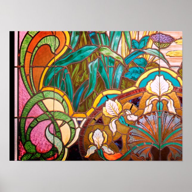 Art nouveau stained glass floral poster (Front)