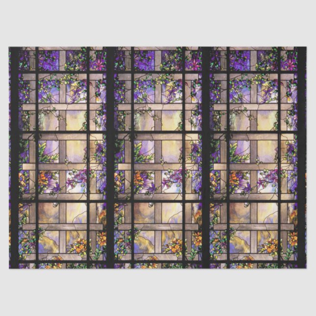 Art Nouveau Stained Glass Flowers Tissue Paper (Front)