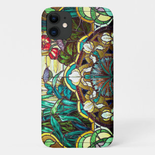 Art nouveau stained glass look floral iPhone 11 case