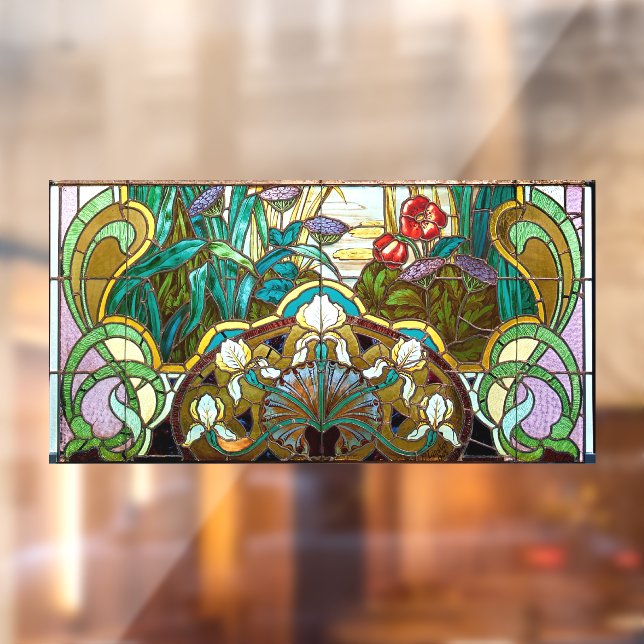 Art nouveau stained glass look window cling (Sheet 2)
