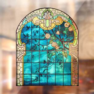 Art nouveau stained glass window floral Victorian