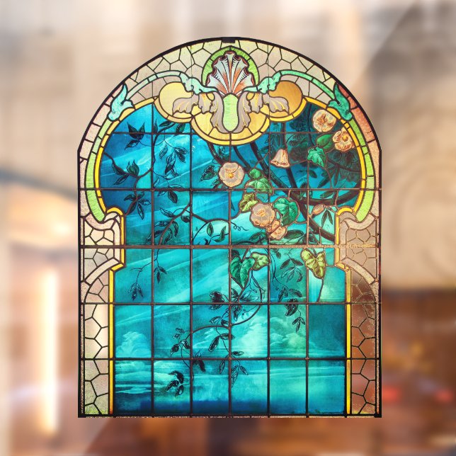 Art nouveau stained glass window floral Victorian (Sheet 2)