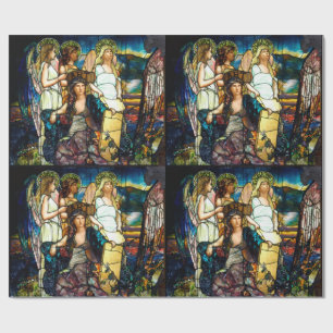Art nouveau stained glass wrapping paper