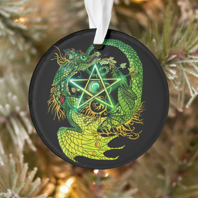 Art Nouveau Star/Pentacle Dragon Coloured Ornament (Tree)