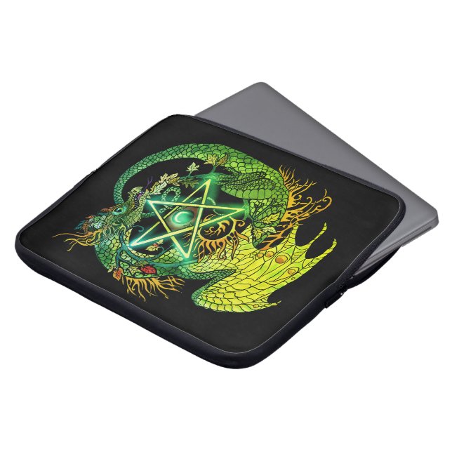 Art Nouveau Star/Pentacle Dragon  Laptop Sleeve (Front Top)