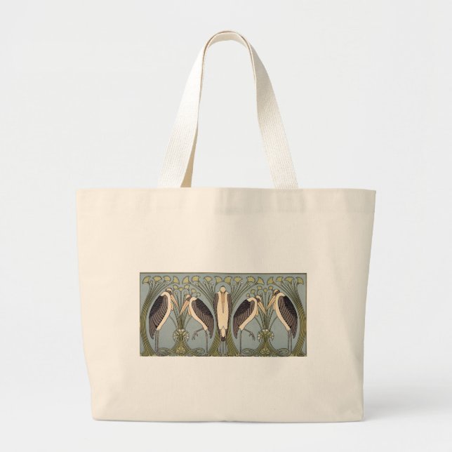 Art Nouveau Storks Large Tote Bag (Front)