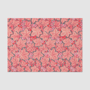 Art Nouveau Strawberries and Leaves, Coral Orange Tissue Paper