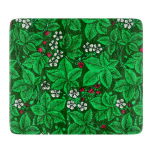 Art Nouveau Strawberries and Leaves, Emerald Green Cutting Board