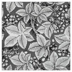 Art Nouveau Strawberries and Leaves, Grey & White Fabric