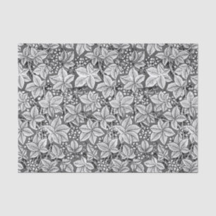 Art Nouveau Strawberries and Leaves, Grey & White Tissue Paper